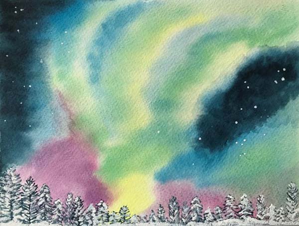 'Northern Lights' by Anne Harrison of Tadley & District u3a