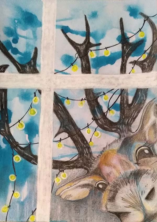 'Mischievous deer' by Liisa Brown of Hartley Wintney & District u3a