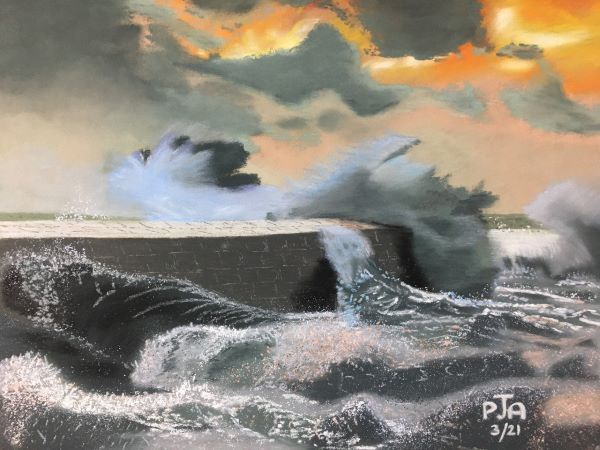 'Storm on Breakwater' by Peter Akers of Sherbourne u3a