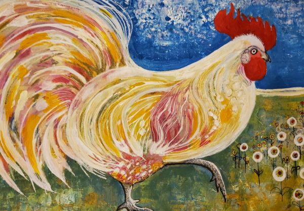 'Cockerel' by Liisa Brown, Stroud u3a